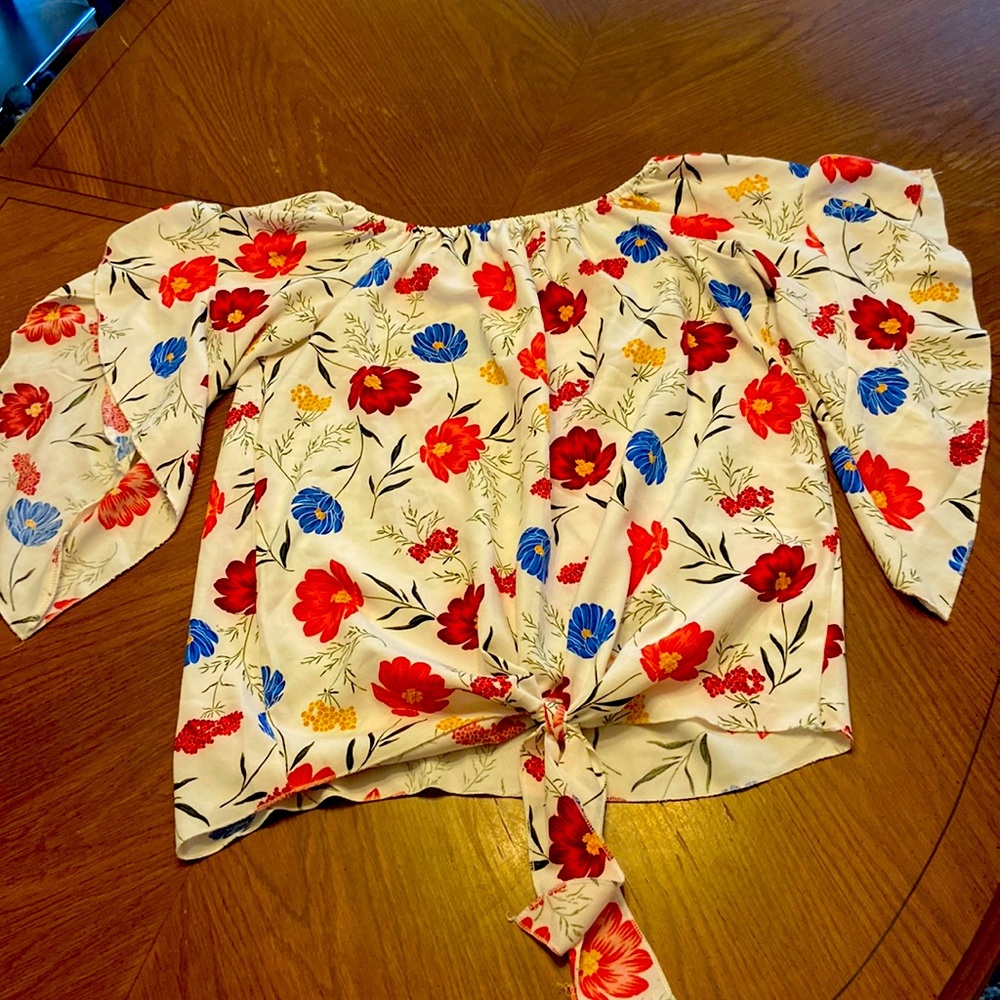 🏫5/2510/50🏫 Dramatic sleeve floral top by and the why size large